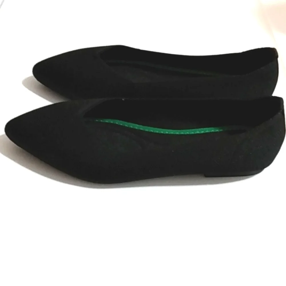 ATALINA BLACK POINTED TOE CUSHIONED SLIP-ON BALLERINA FLATS SIZE 6 NWT